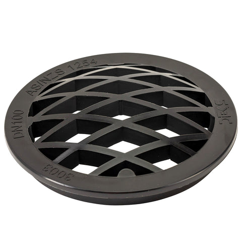 Deks 100mm Black Domed DWV PVC Grate Push to Connect 3003