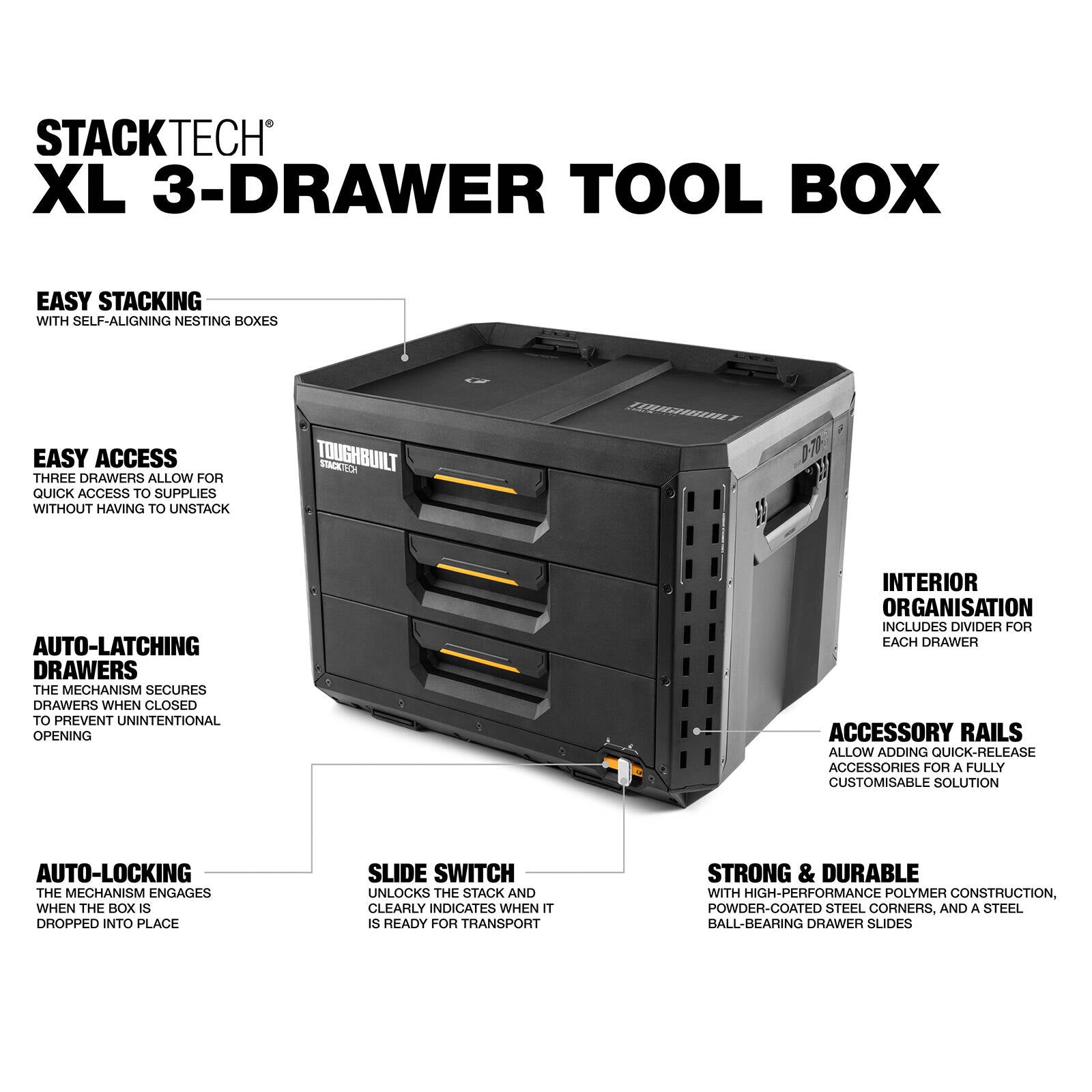 ToughBuilt StackTech XL 3-Drawer Tool Box