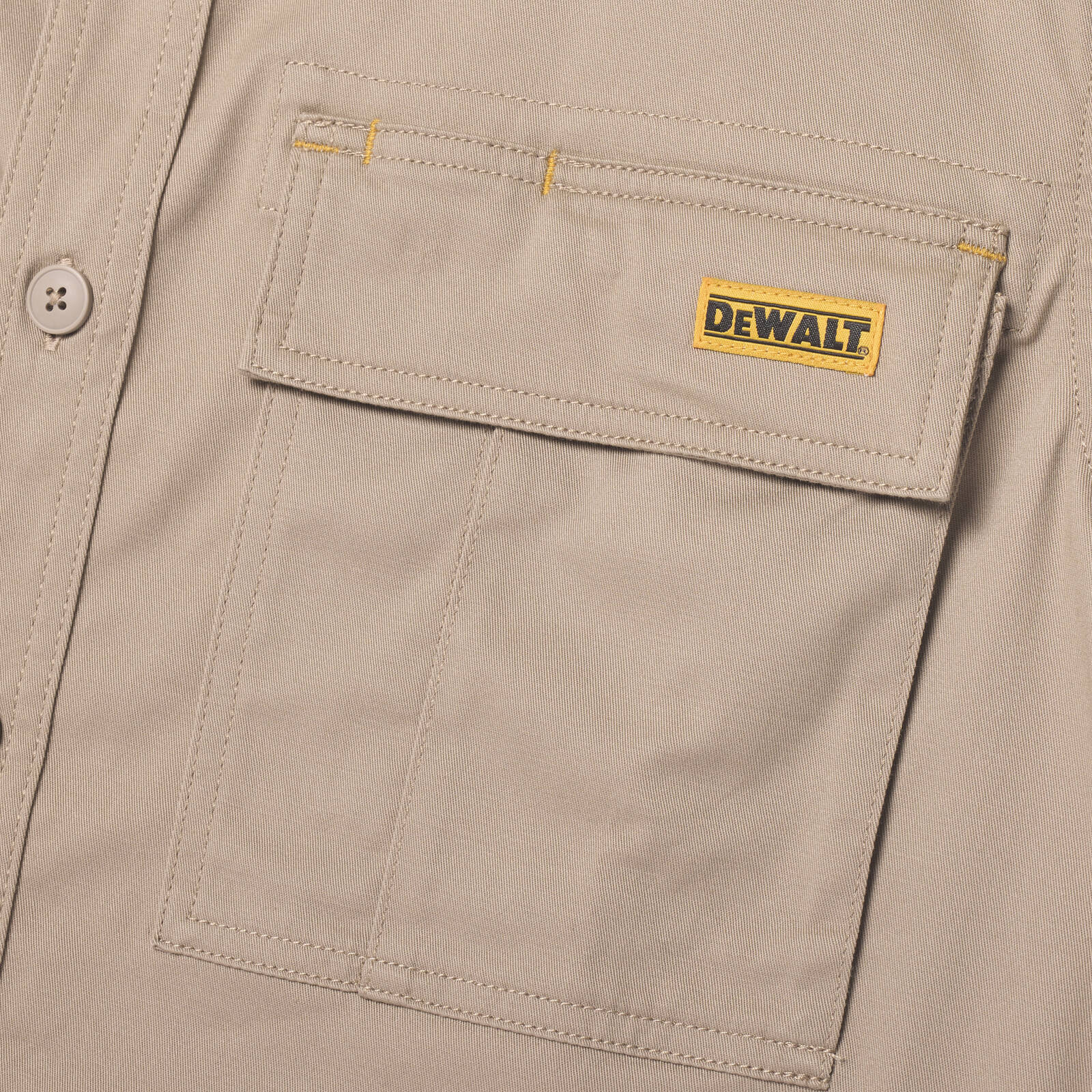 DeWALT Basalt Short Sleeve Button Up Work Shirt - Khaki, Size M, 97% Cotton