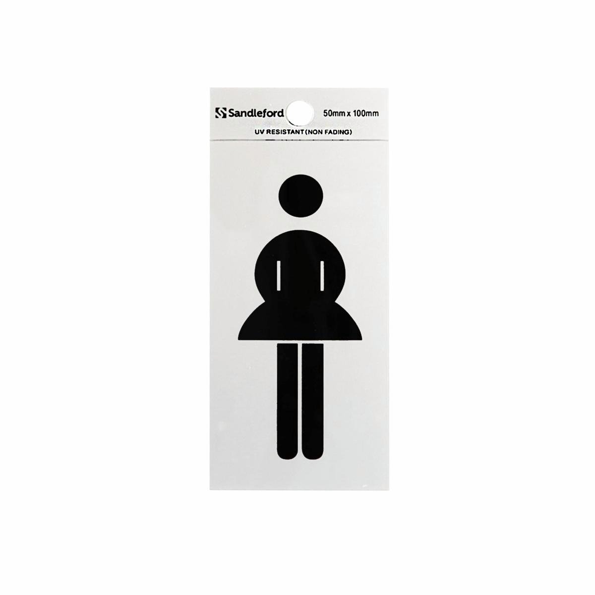 Sandleford 100 x 50mm Ladies Symbol Silver Self Adhesive Sign