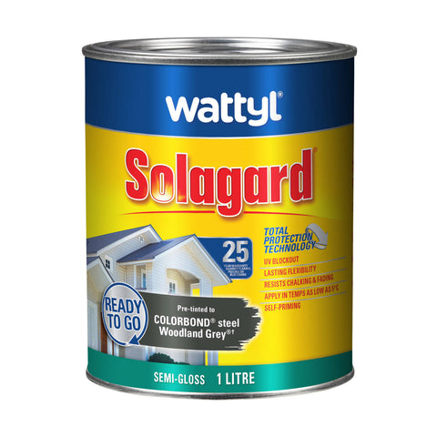 Wattyl Solagard Woodland Grey Semi-Gloss Pre-tinted Exterior Paint 1L UV Resistant Outdoor