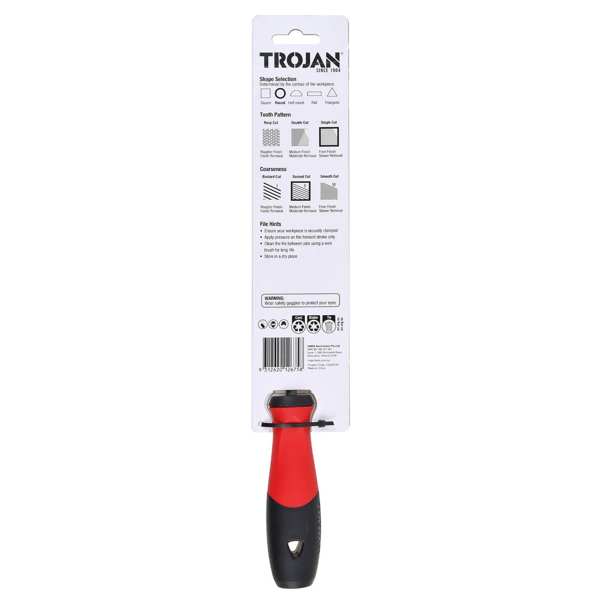 Trojan 200mm Second Cut Round File - Versatile Shaping Tool - Lightweight - SuperSaverAU - view 4