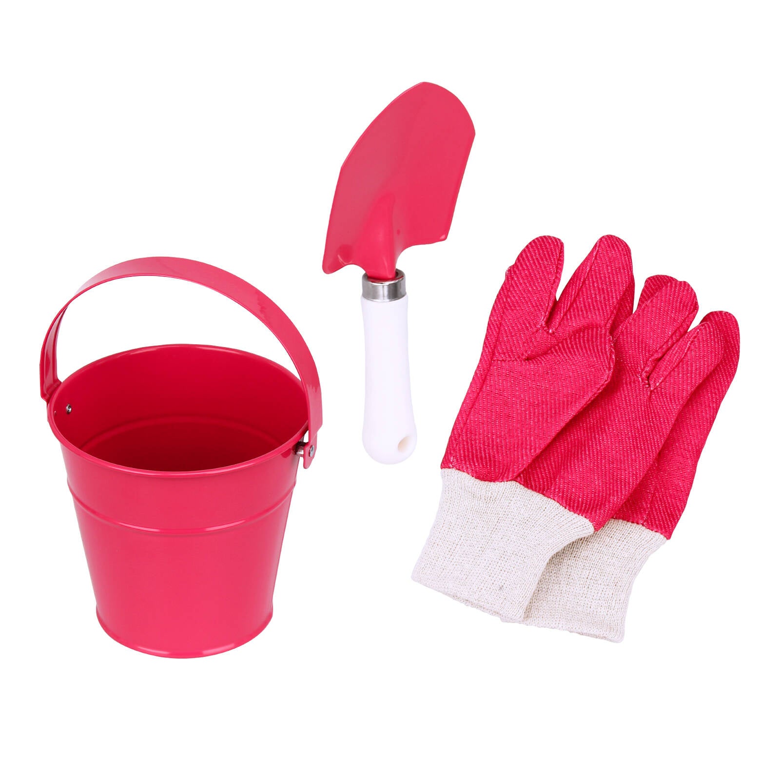 Kids 3-Piece Gardening Set Pink, Nylon, Carbon Steel and Durable Plastic