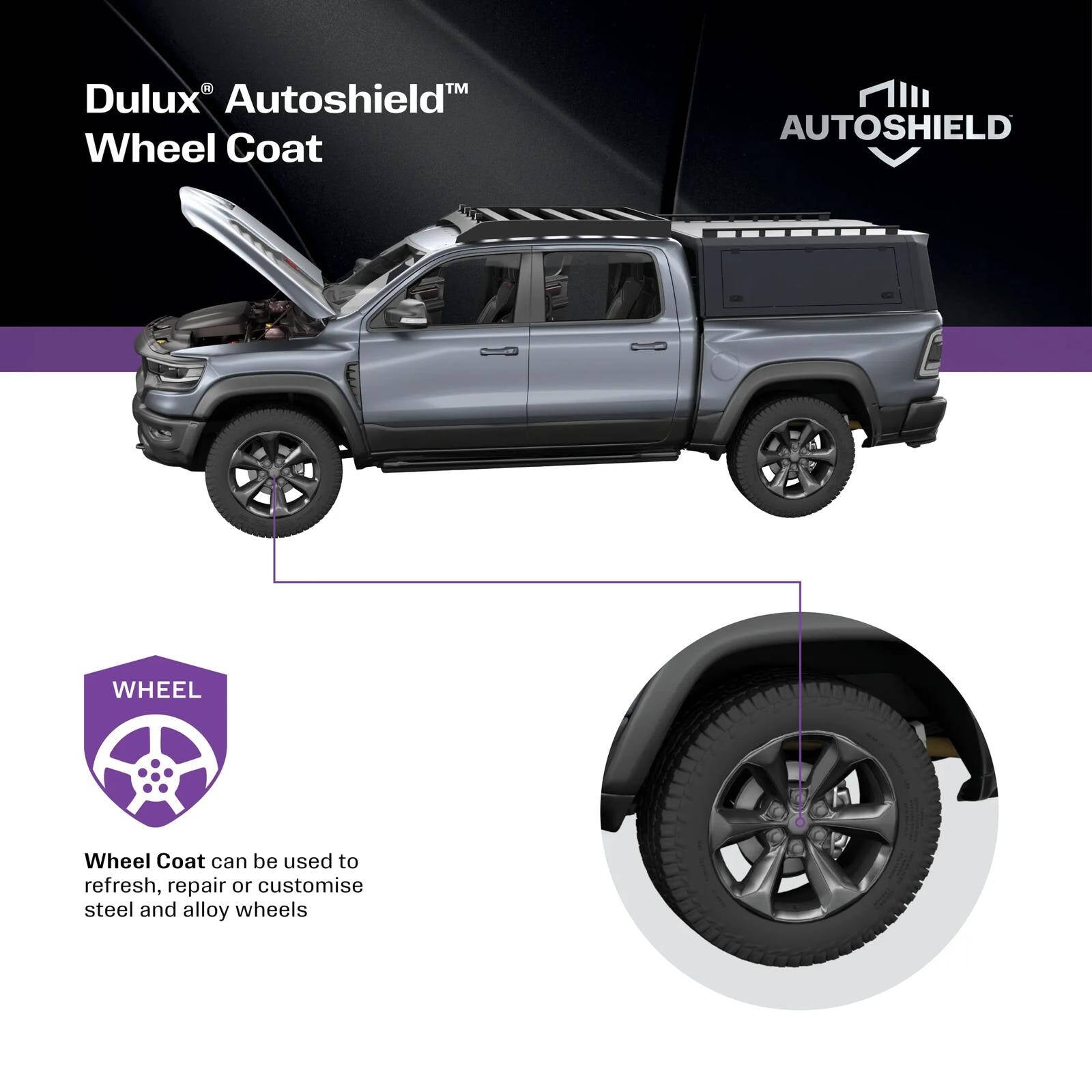 Dulux Autoshield 340g Satin Black Wheel Coat Spray Paint for Car Wheels