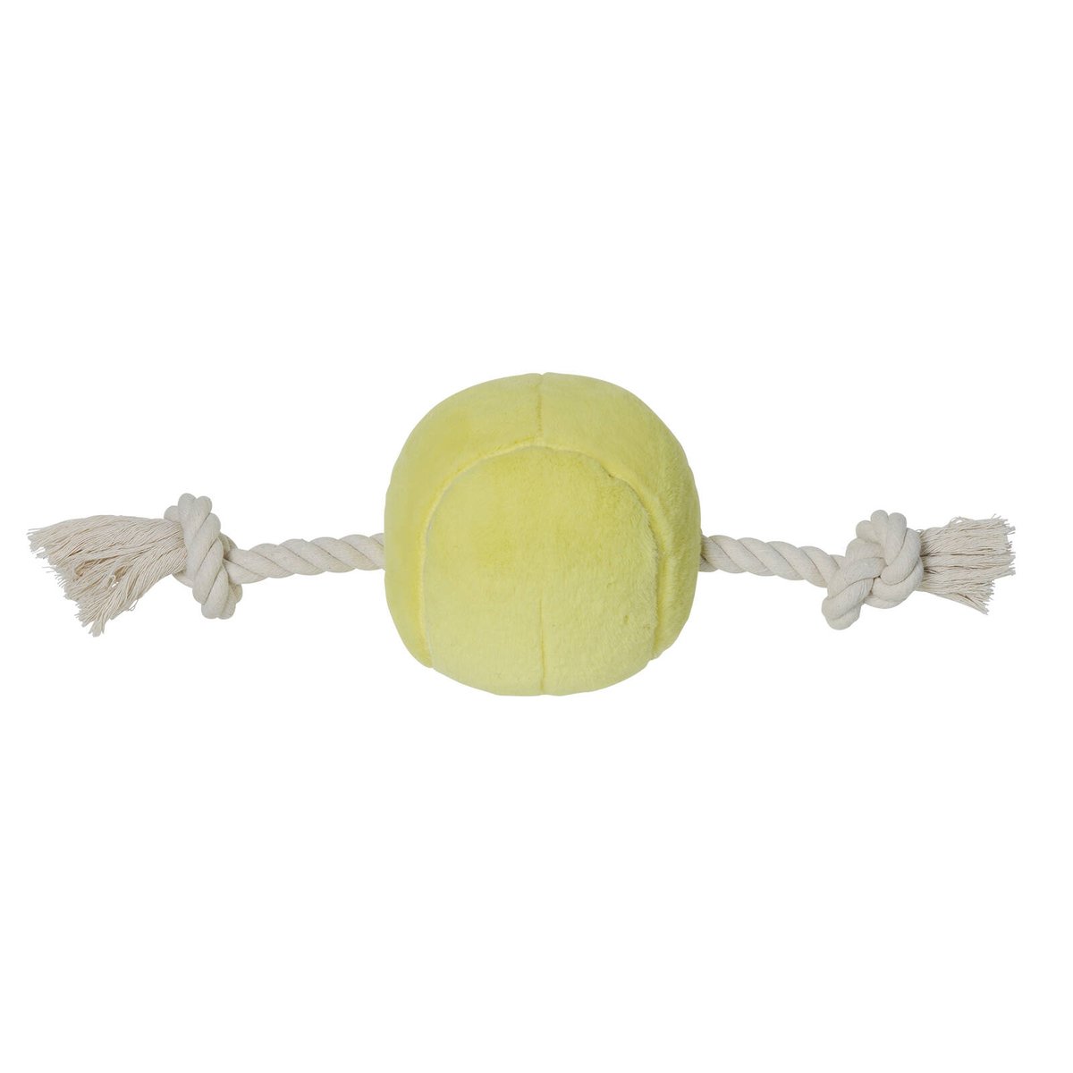 Happy Tails Tennis Ball Plush Toy - Interactive Dog Toy - 120mm x 320mm - Squeaker & Tug Rope - SuperSaverAU - view 3