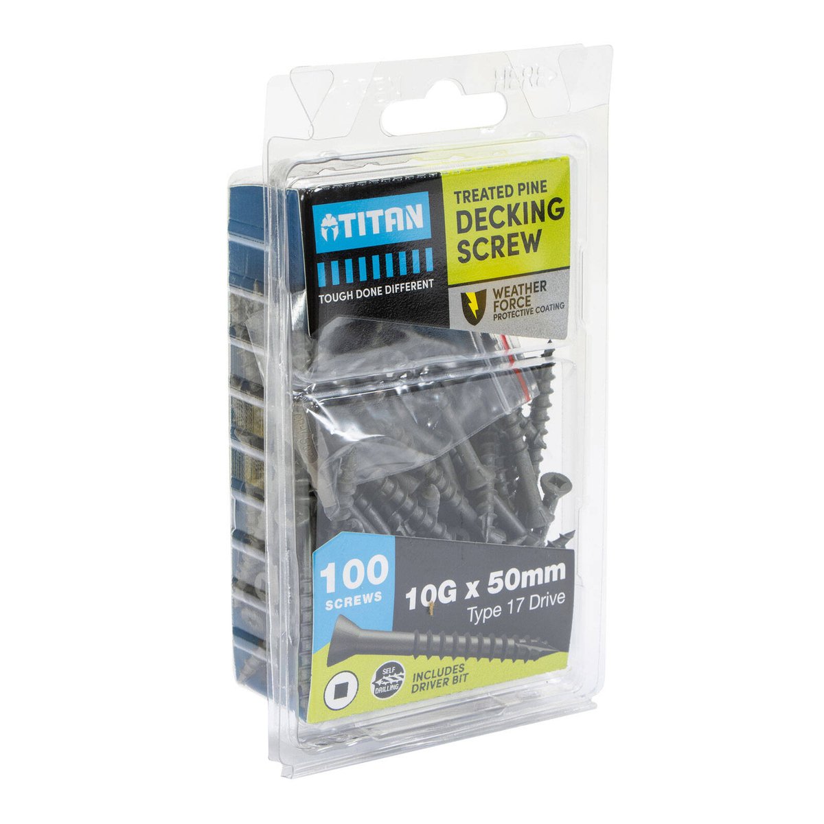 Titan Weather Force Deck Treated Pine Screws 10G x 50mm Type 17 Trim Head - 100 Pack