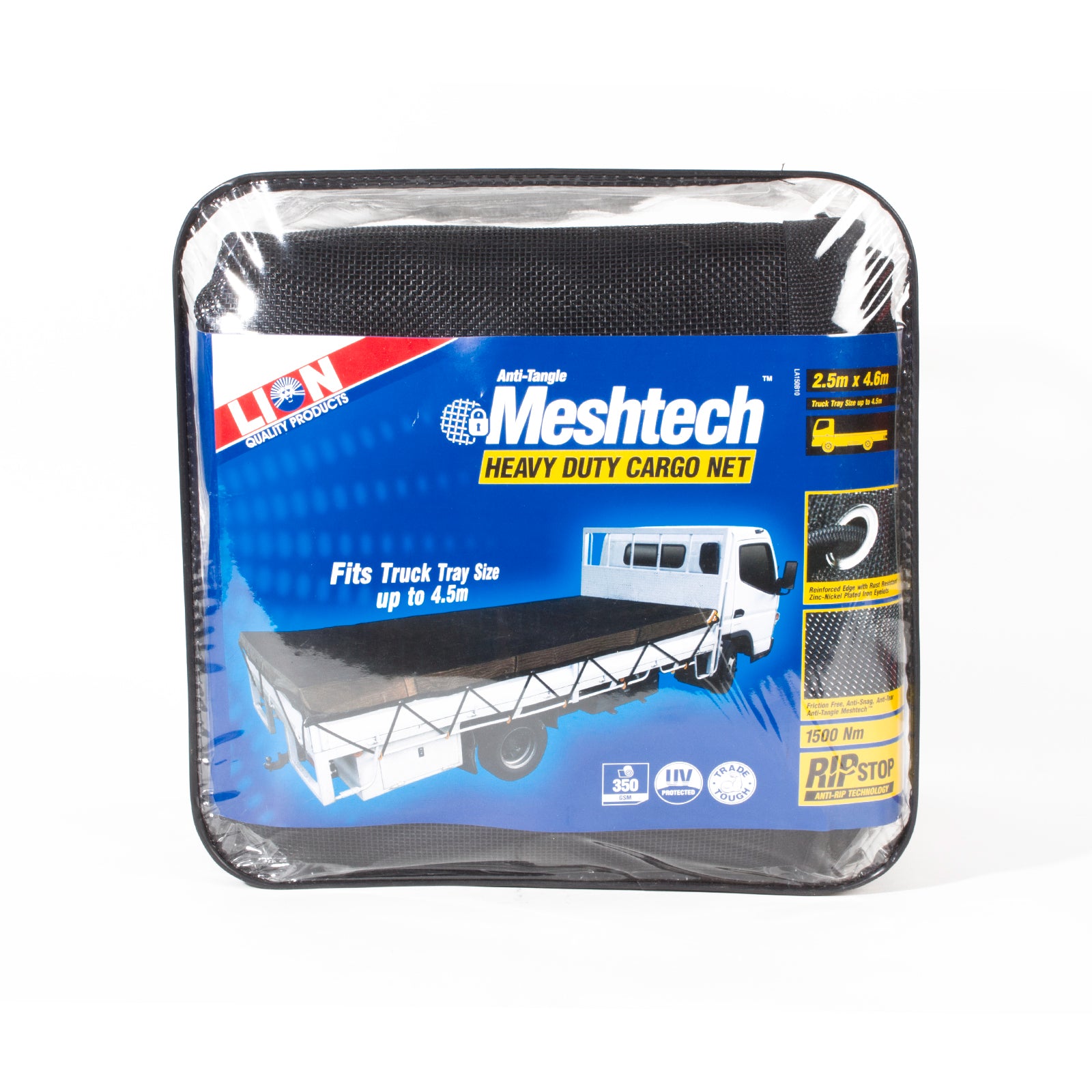 Lion 4.6 x 2.5m Heavy Duty Meshtech Cargo Net, Black, UV Stabilised (Suits Truck Trays to 4.5m)