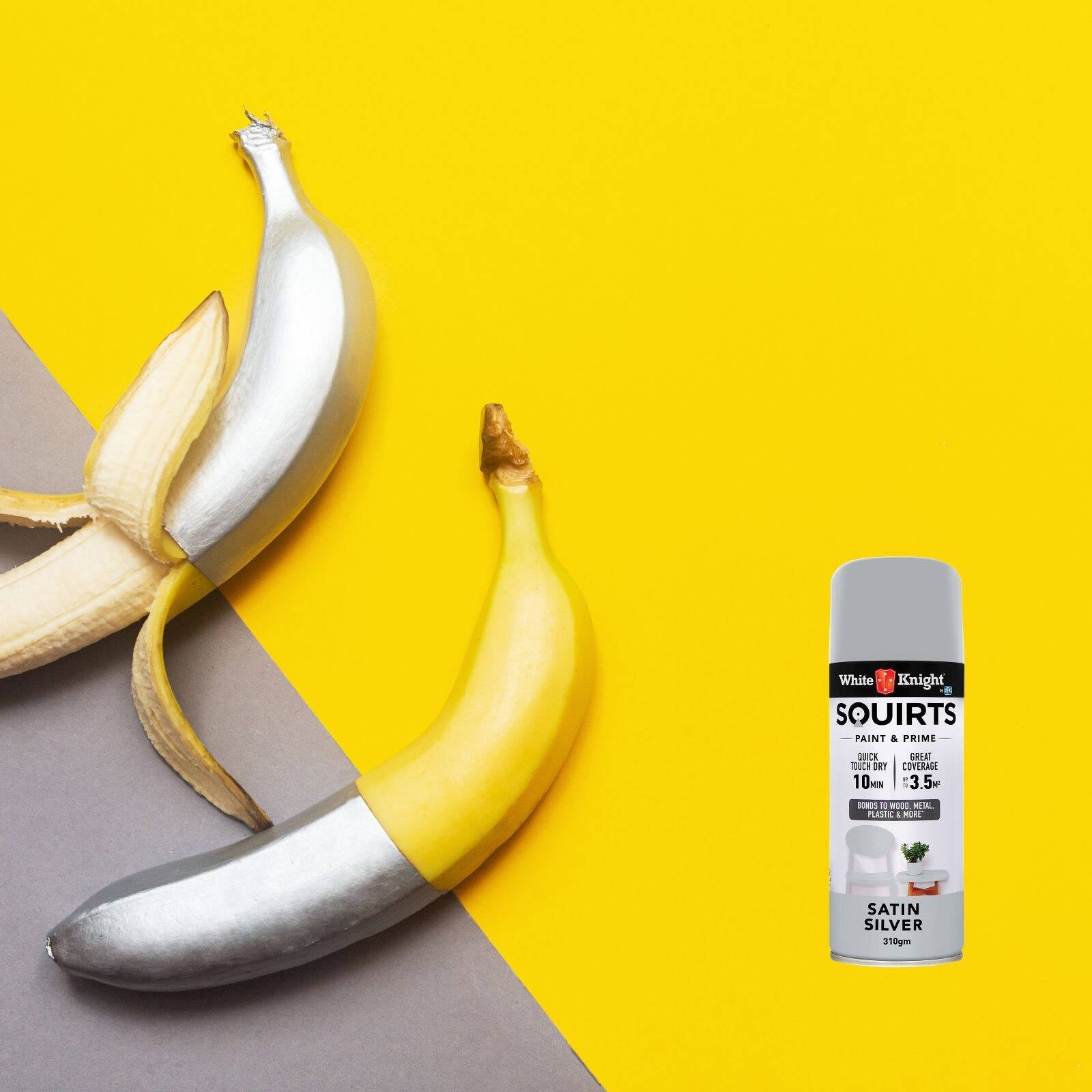 White Knight Squirts 310g Silver Satin Spray Paint - Indoor/Outdoor