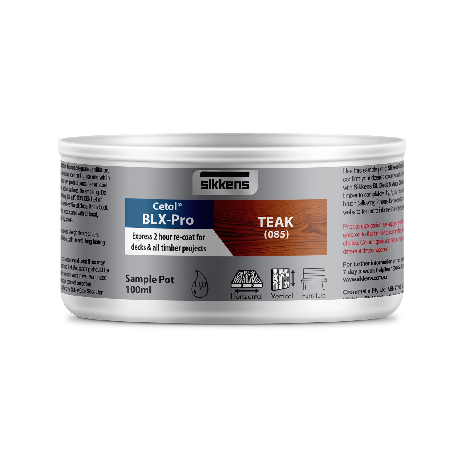 Sikkens Cetol BLX-Pro Teak Timber Stain 100ml - Water-Based UV Resistant Satin Wood Finish
