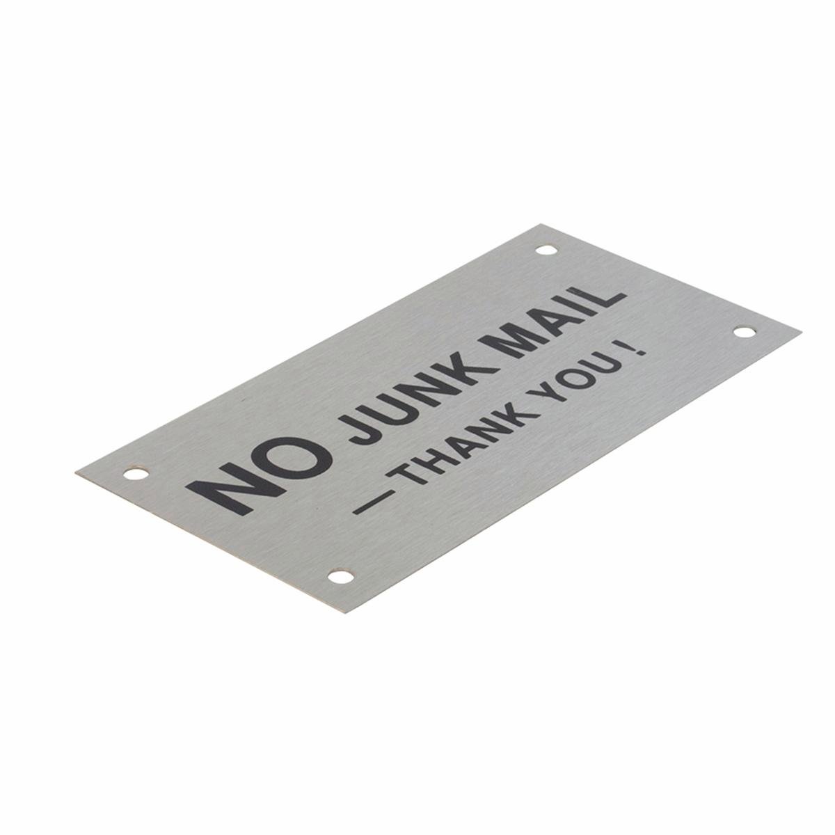 Sandleford 95 x 47mm Stainless Steel No Junk Mail Sign, Weather Resistant with Fixings