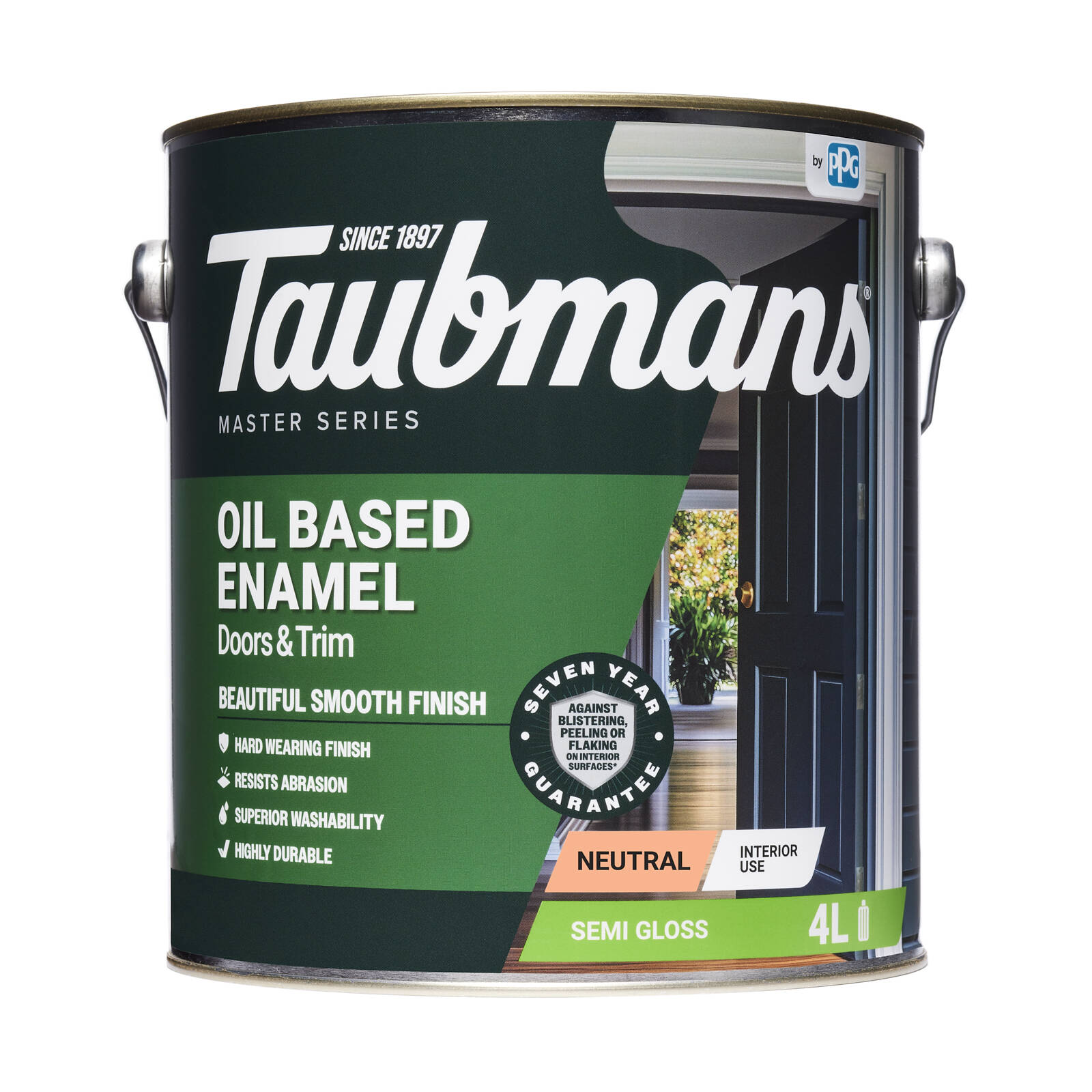 Taubmans 4L Neutral Semi Gloss Oil Based Enamel Paint Tintable