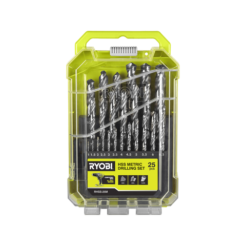 Ryobi 25 Piece 1.0mm to 13mm Metric High Speed Steel Drill Bit Set RHSS-25M