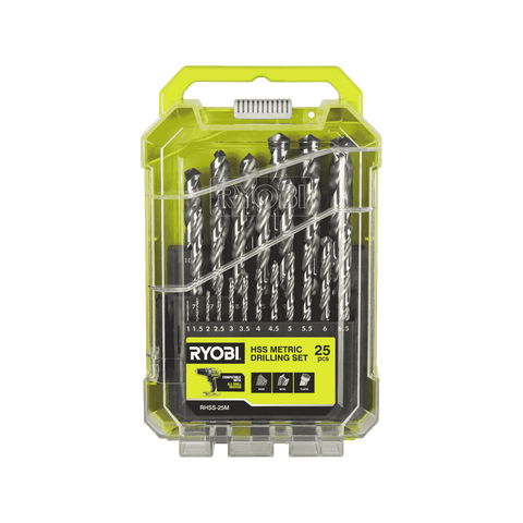 Ryobi 25 Piece 1.0mm to 13mm Metric High Speed Steel Drill Bit Set RHSS-25M