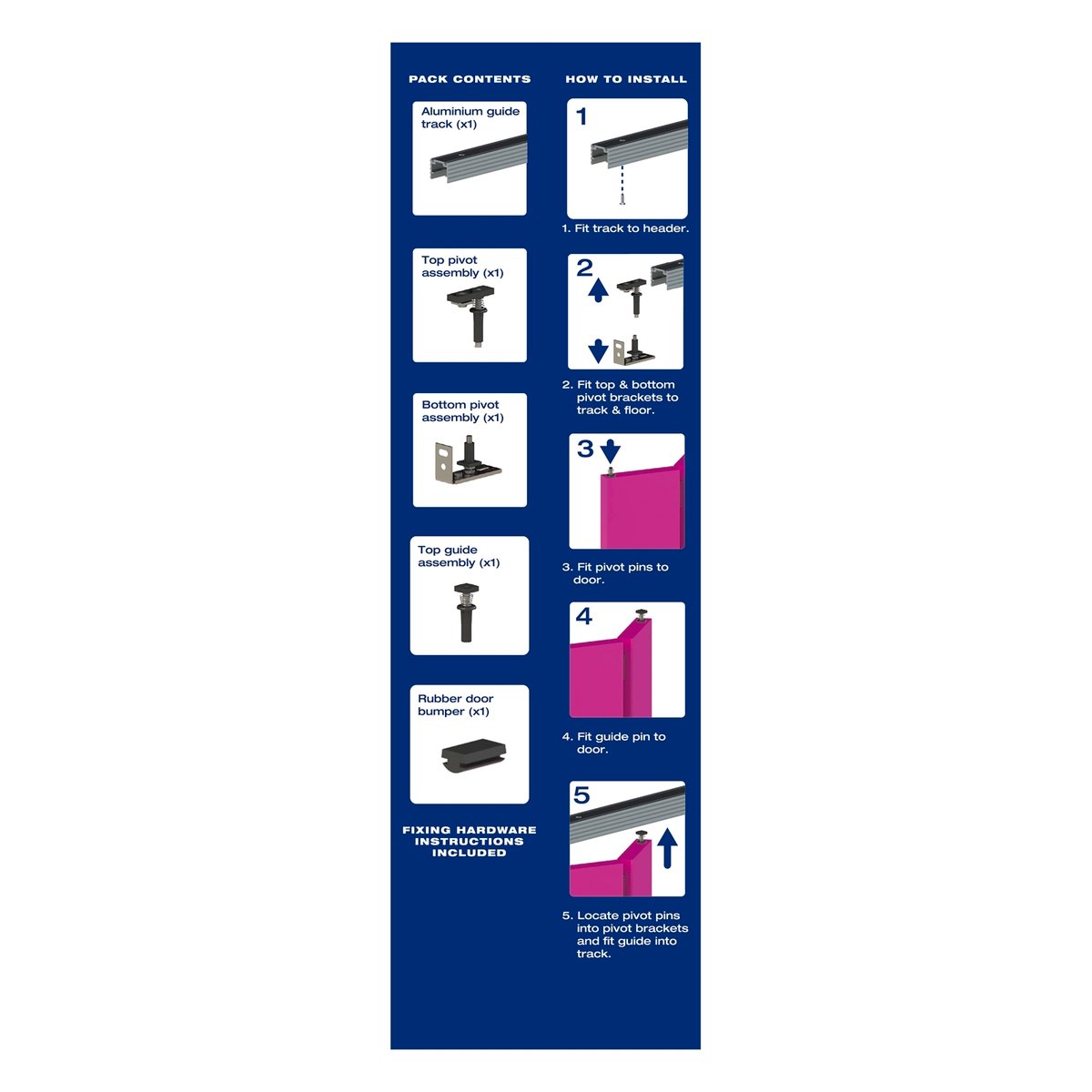 Cowdroy Barracuda 915mm Silver Aluminium Bi-Fold Door Track System