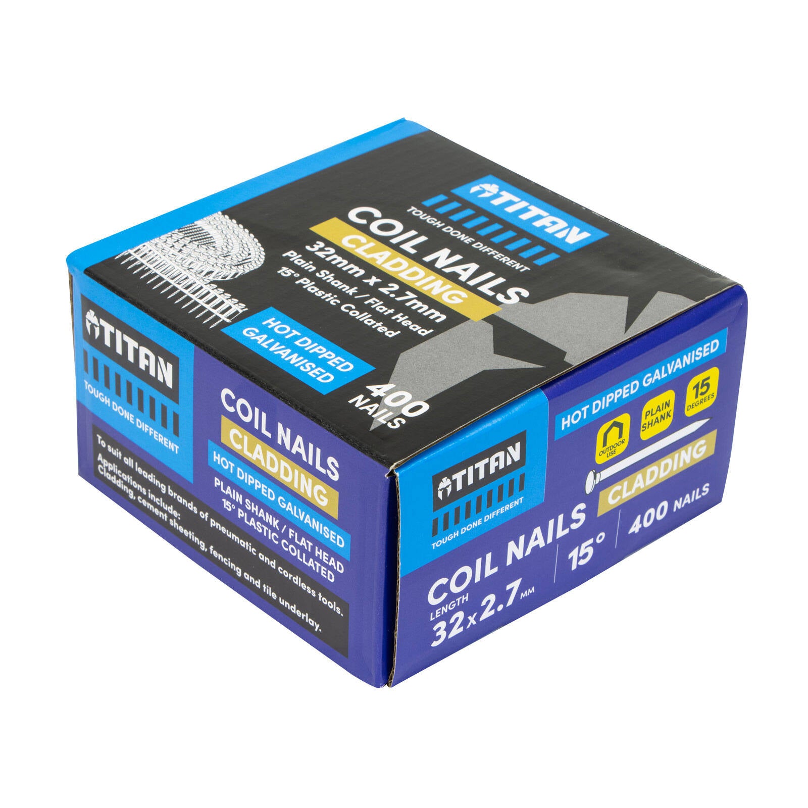 Titan 32 x 2.7mm Hot Dipped Galvanised Collated Coil Nail - 400 Pack