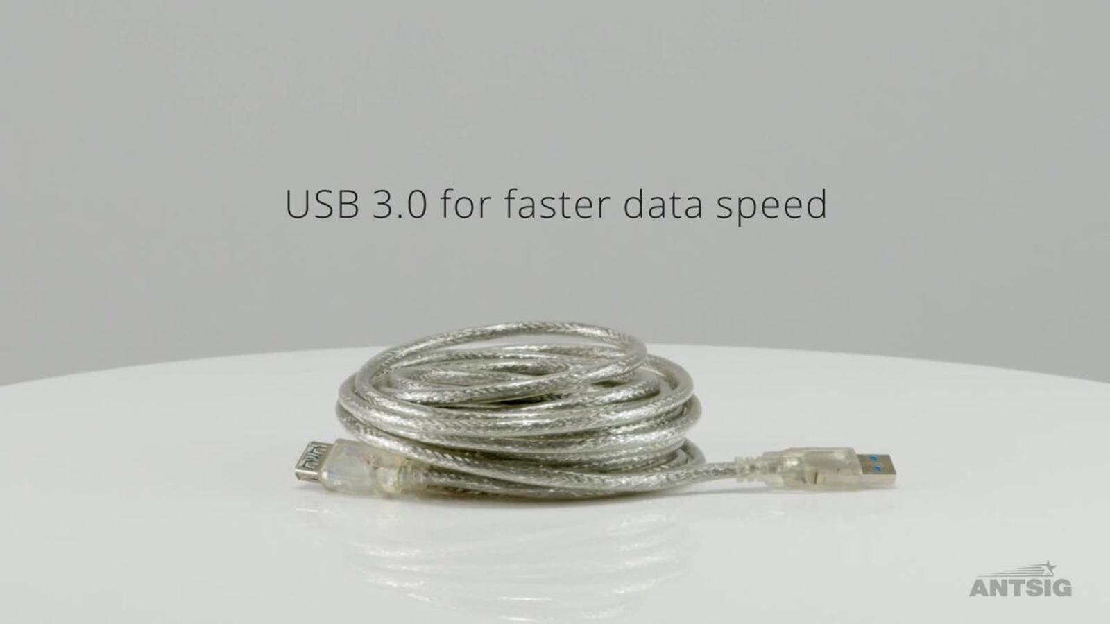 Antsig 5m USB-A Male to USB-A Female Extension Cable Silver