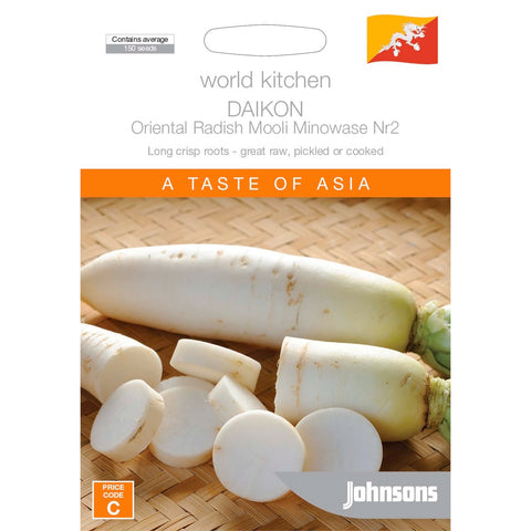 Johnsons World Kitchen Daikon Mooli Radish Seeds, Long White Roots