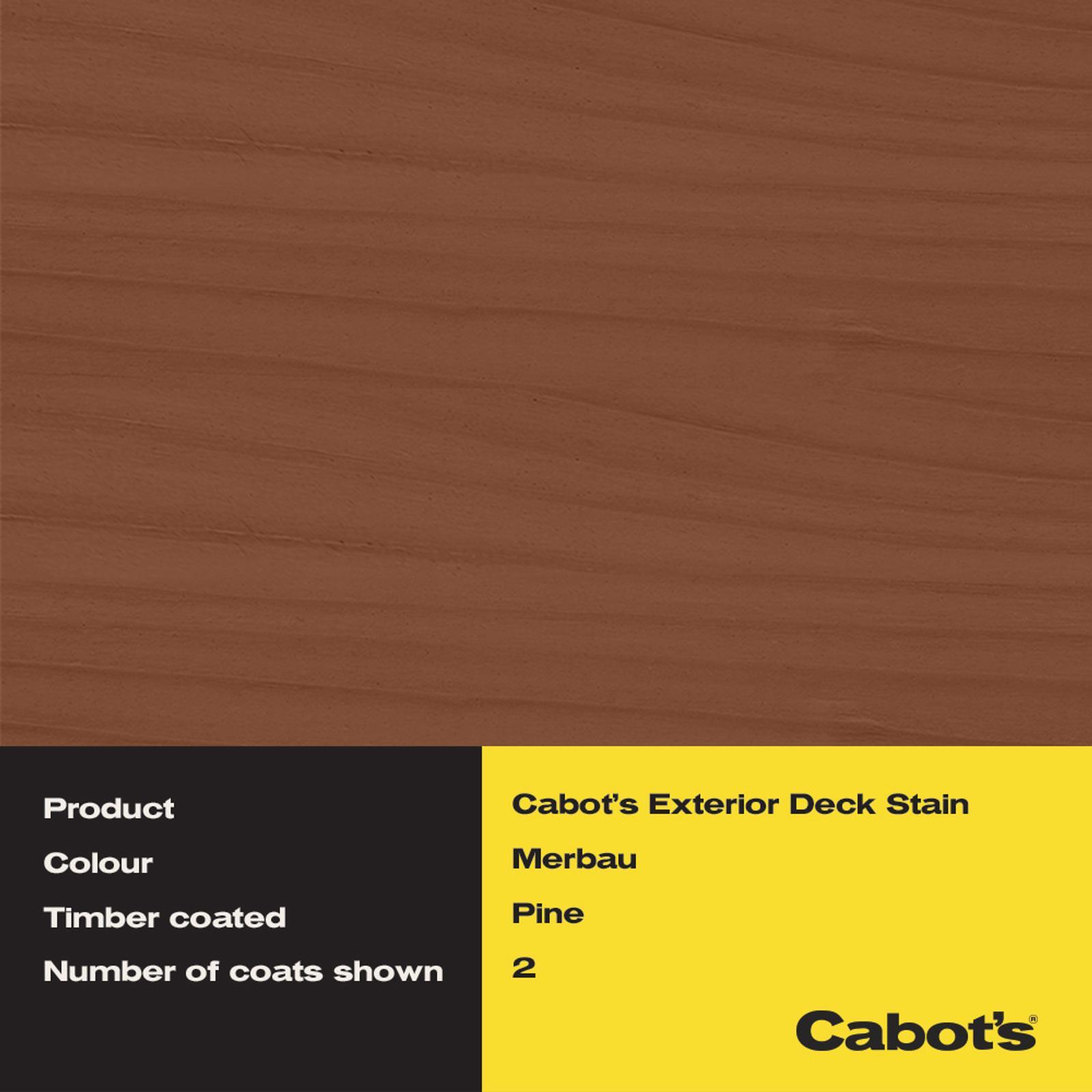 Cabot's 4L Merbau Water Based Deck & Exterior Timber Stain