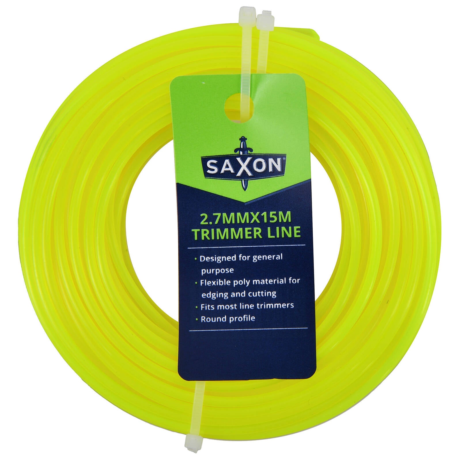 Saxon 2.7mm x 15m Nylon Trimmer Line, Round Profile, Fits Most Trimmers