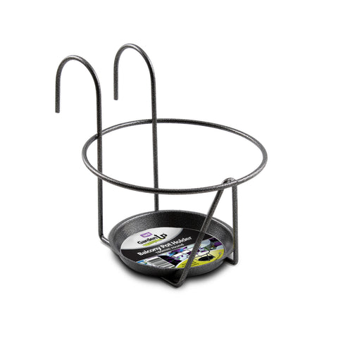 Jack Round Deluxe Balcony Pot Holder Black Steel 180mm