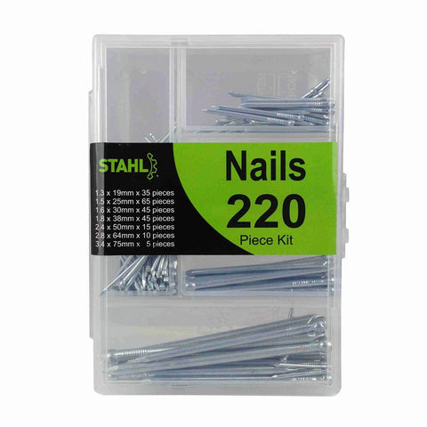 STAHL Handy Kit Assorted Nail Set - 220 Piece, Zinc Plated Carbon Steel