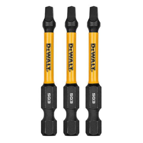 DeWALT FLEXTORQ 57mm SQ3 Square Drive Impact Screwdriver Bits 3 Pack