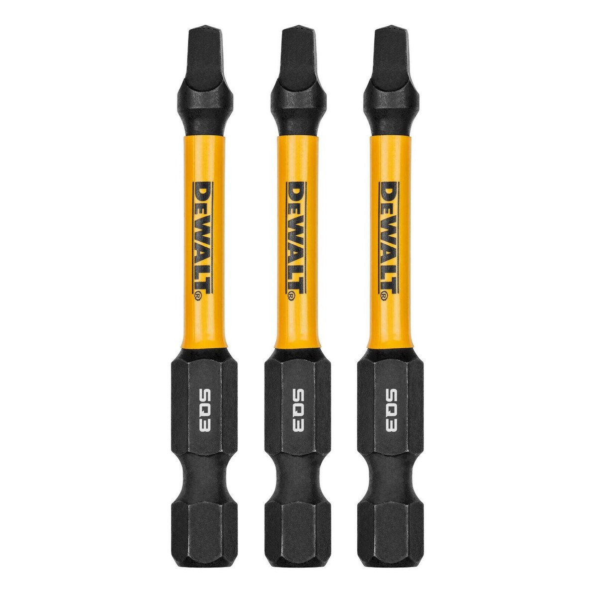 DeWALT FLEXTORQ 57mm SQ3 Square Drive Impact Screwdriver Bits 3 Pack