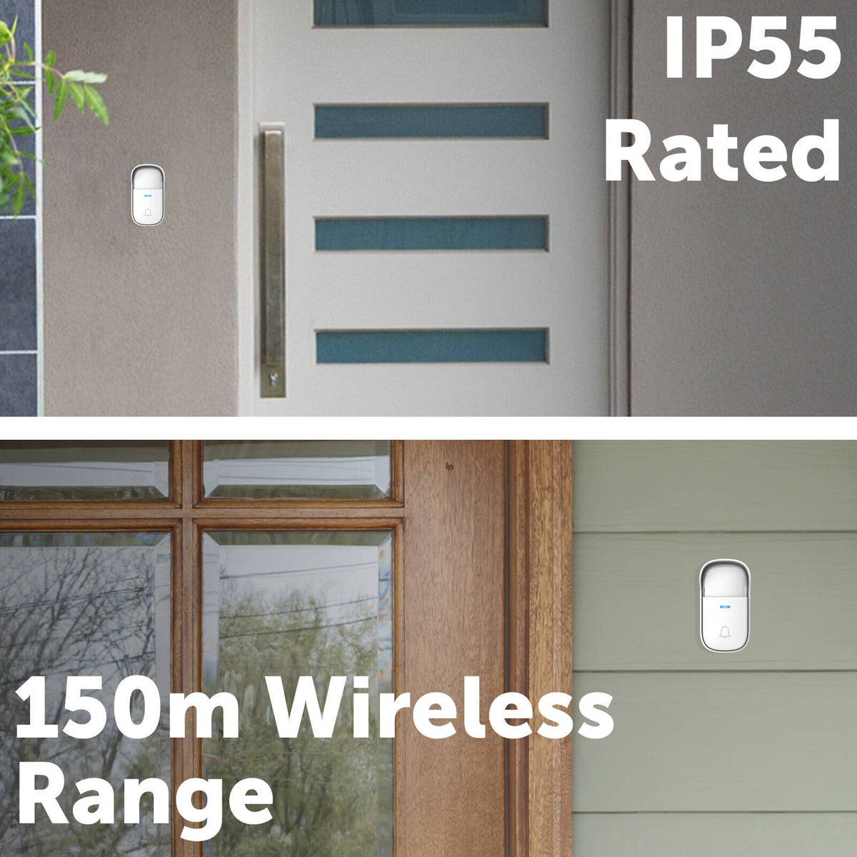 Arlec White Plug-in Wireless Door Chime With 150m Kinetic Push Button KDC02