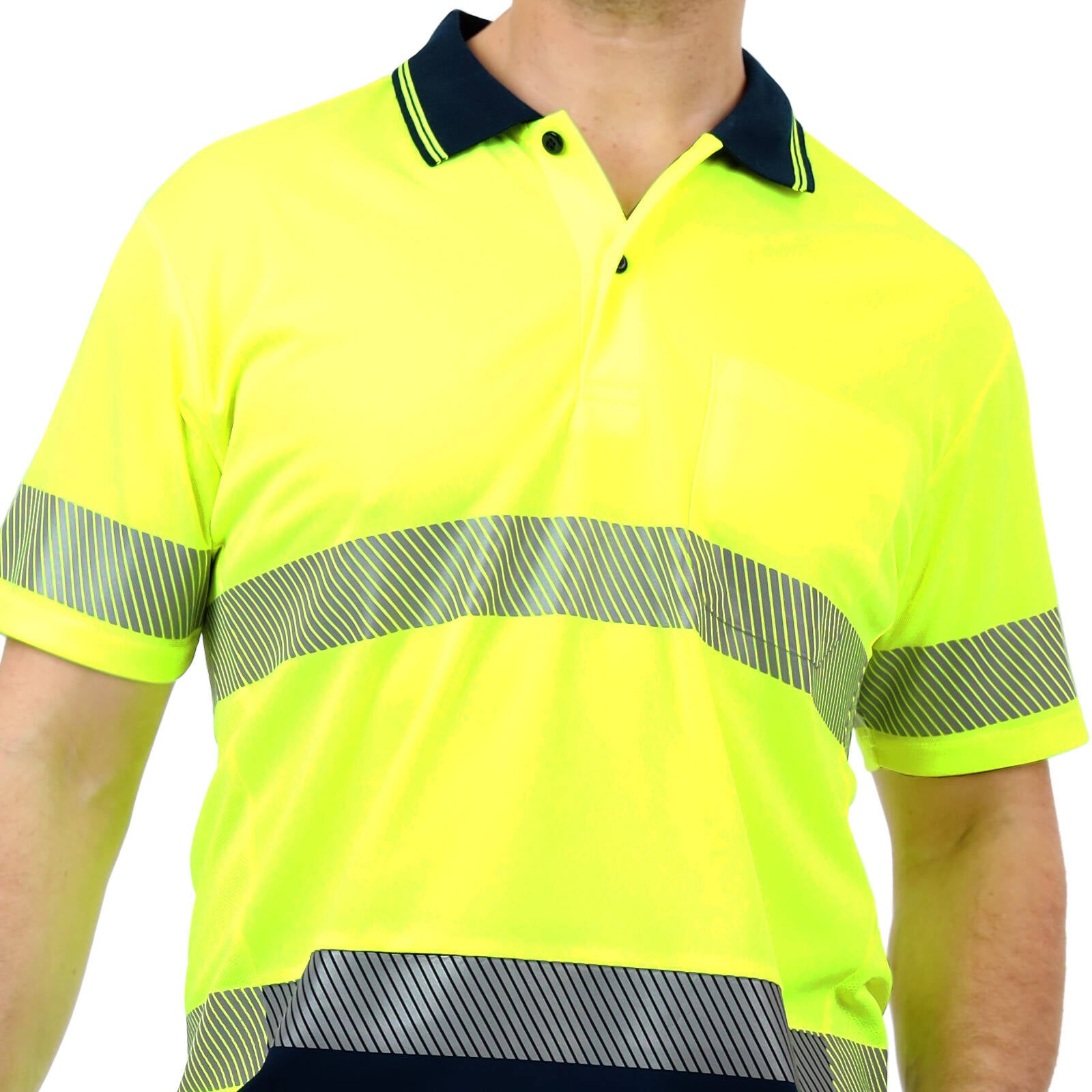 Citeco Yellow Hi Vis Short Sleeve Polo - Reflective Polyester, Men's XL