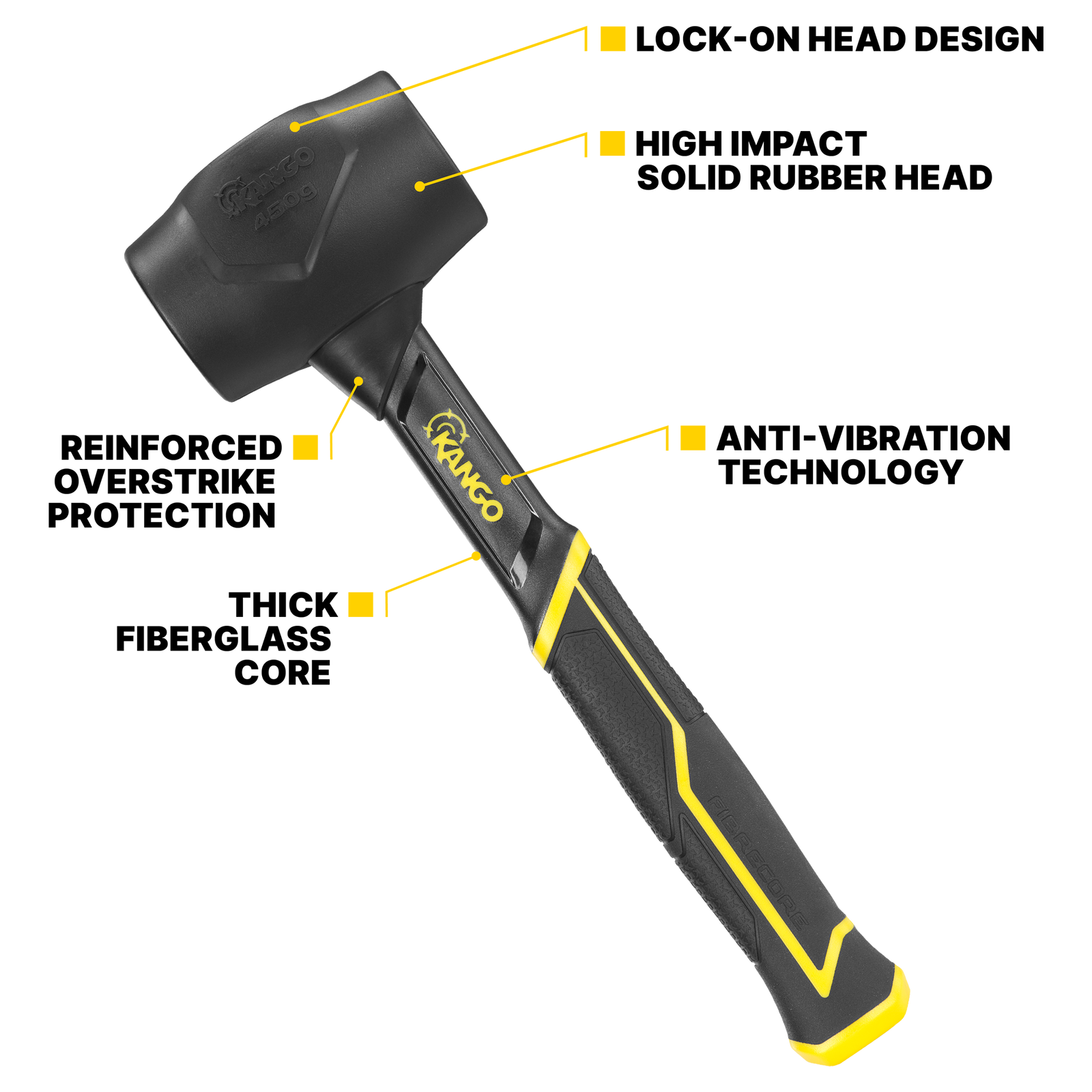 Kango 450g Black Rubber Mallet with Wedged Handle