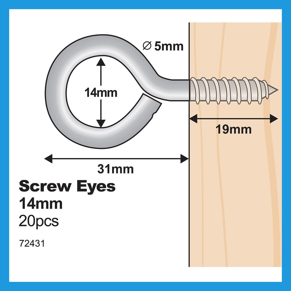 Everhang Screw Eye Hooks - 14mm - Zinc Plated - 20 Pack - SuperSaverAU - view 4