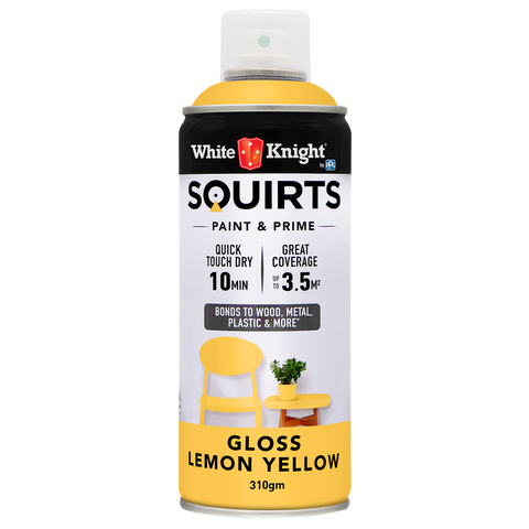 White Knight Squirts Lemon Yellow Gloss Spray Paint 310g Durable Finish - SuperSaverAU - view 1