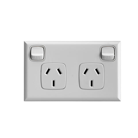 HPM Double Powerpoint 10 Pack, Matt White, 10A, Standard ABS Indoor, BUXL777WE