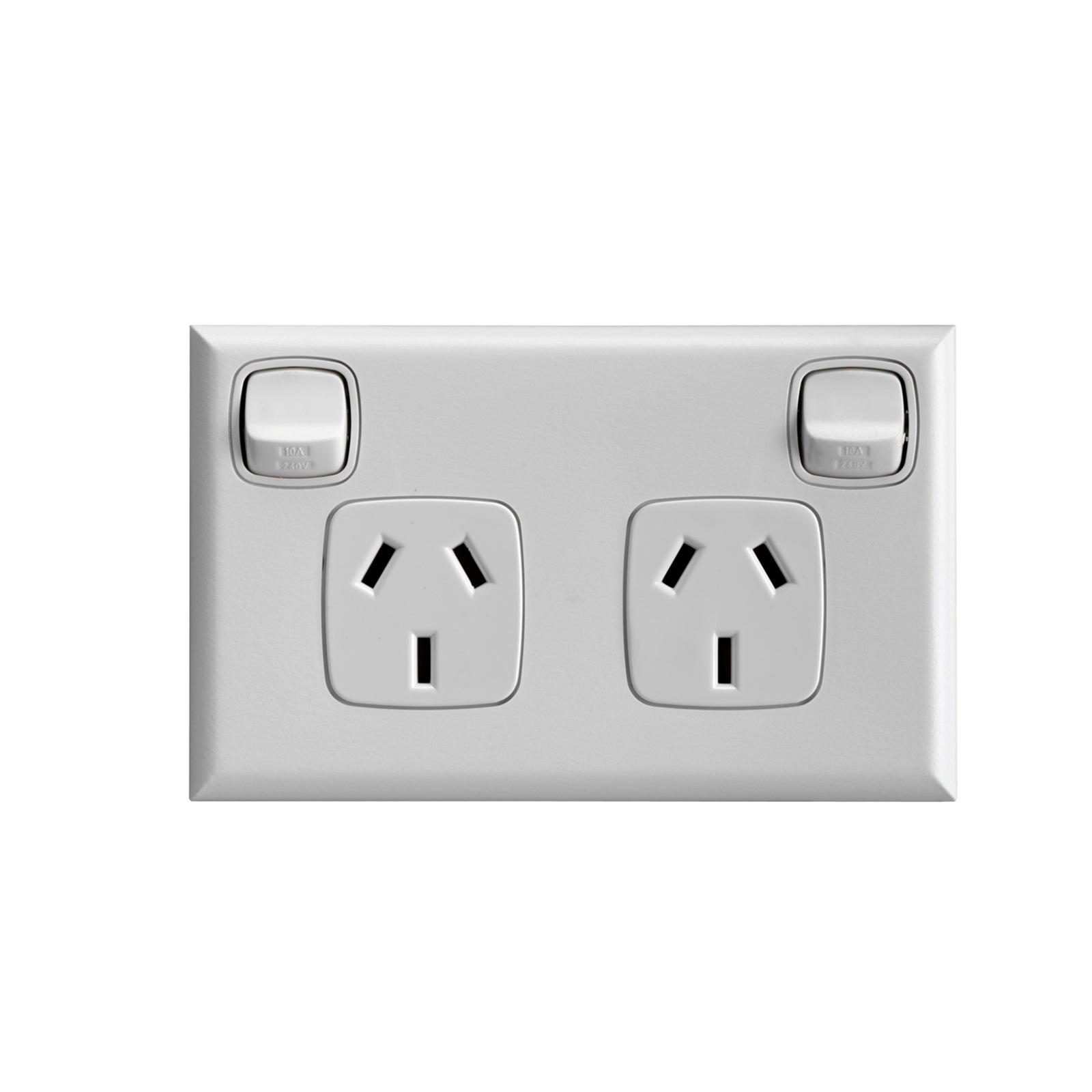 HPM Double Powerpoint 10 Pack, Matt White, 10A, Standard ABS Indoor, BUXL777WE