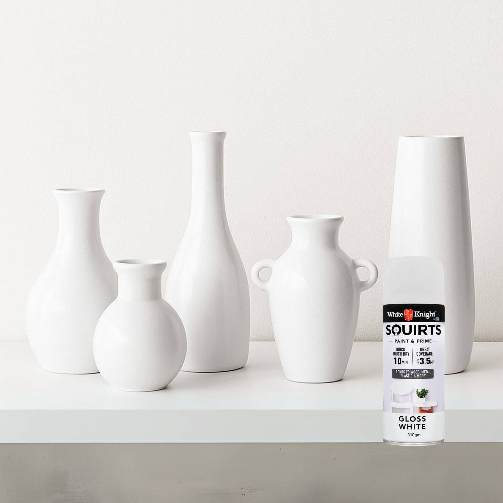 White Knight Squirts Spray Paint 310g White Gloss
