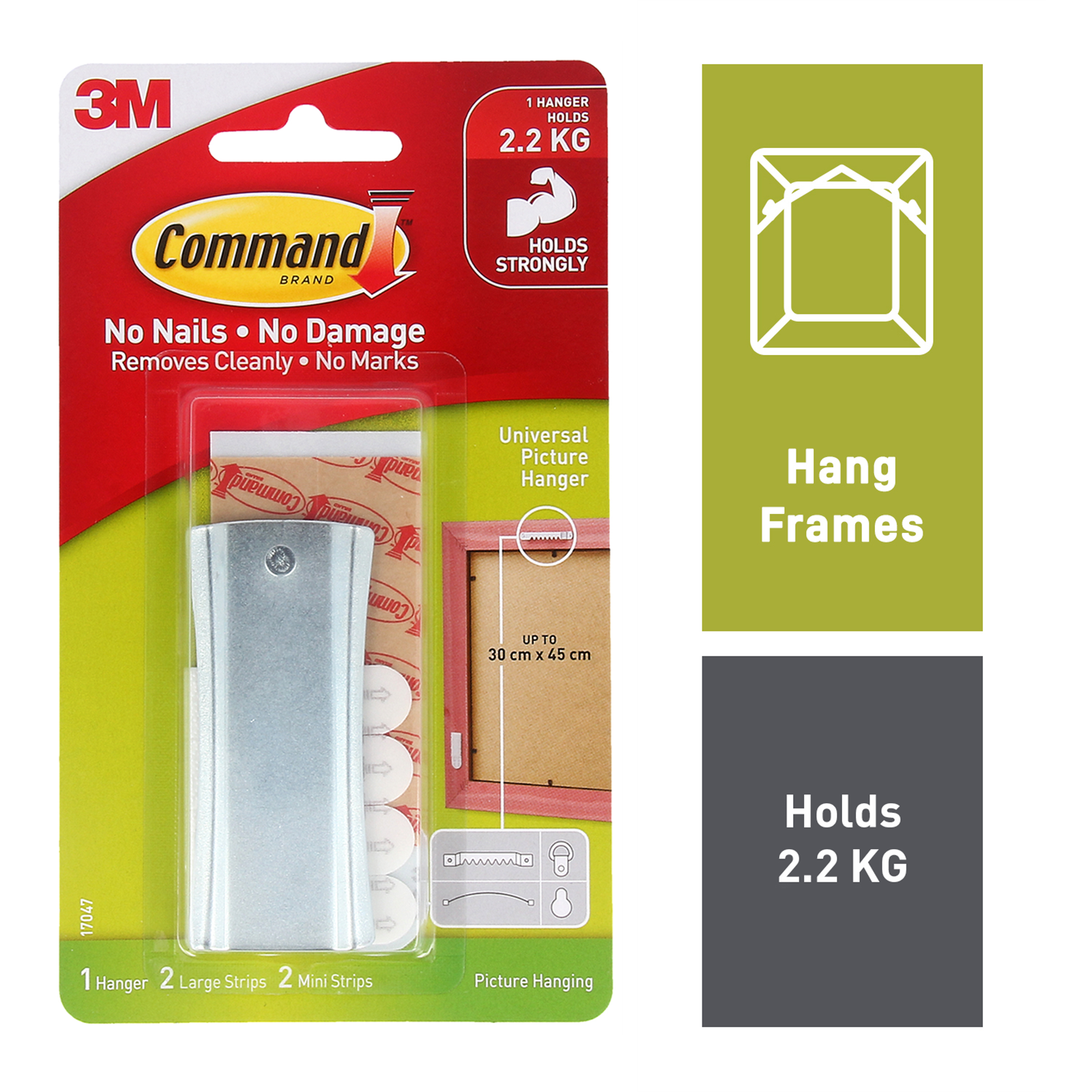 Command Large Metal Universal Picture Hanger - Adhesive, Damage-Free
