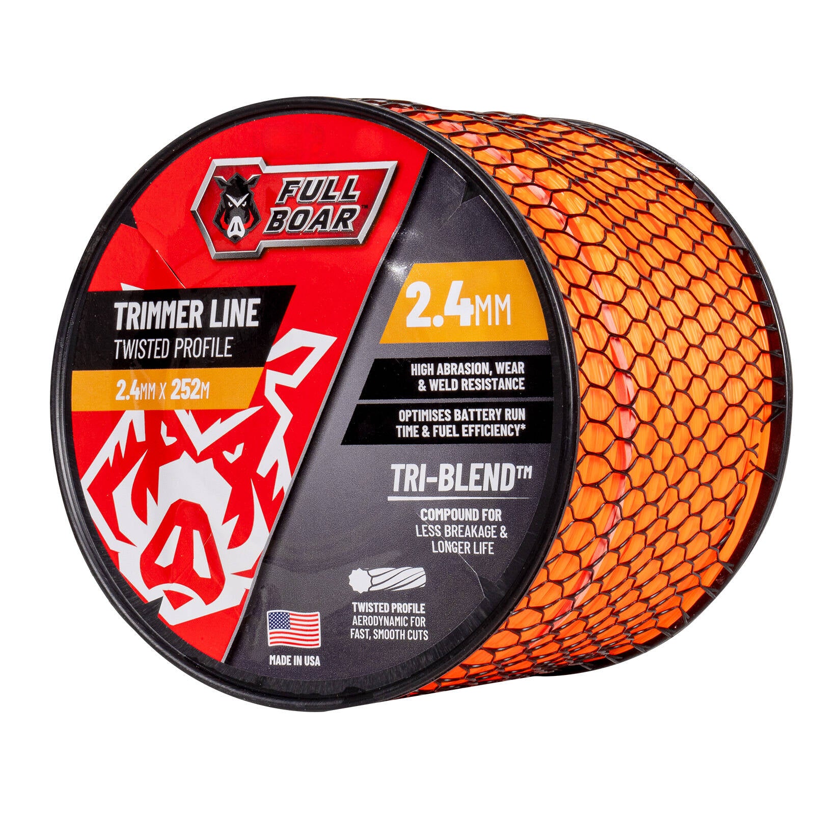 Full Boar 2.4mm x 252m Twisted Profile Trimmer Line - Bulk Whipper Snipper Cord
