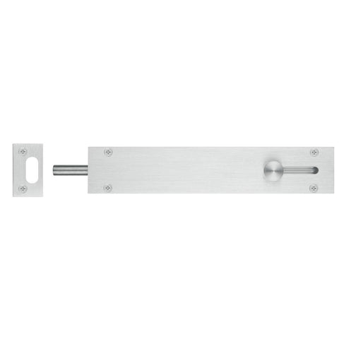 Delf Trade Door Drop Bolt 200mm Zinc Alloy Satin Chrome Modern Design - SuperSaverAU - view 1