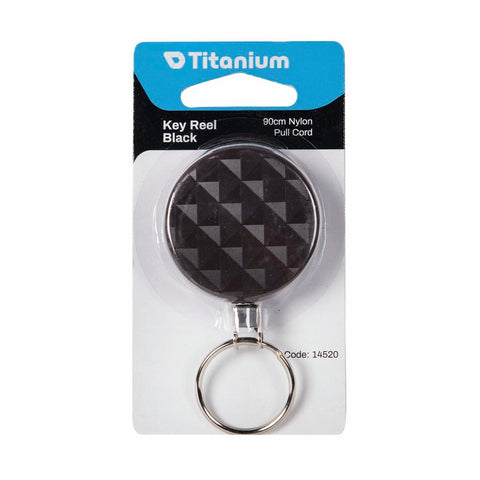 Titanium 900mm Pull Cord Key Reel - 90cm Retractable Nylon Cord - Steel Clip - SuperSaverAU - view 1