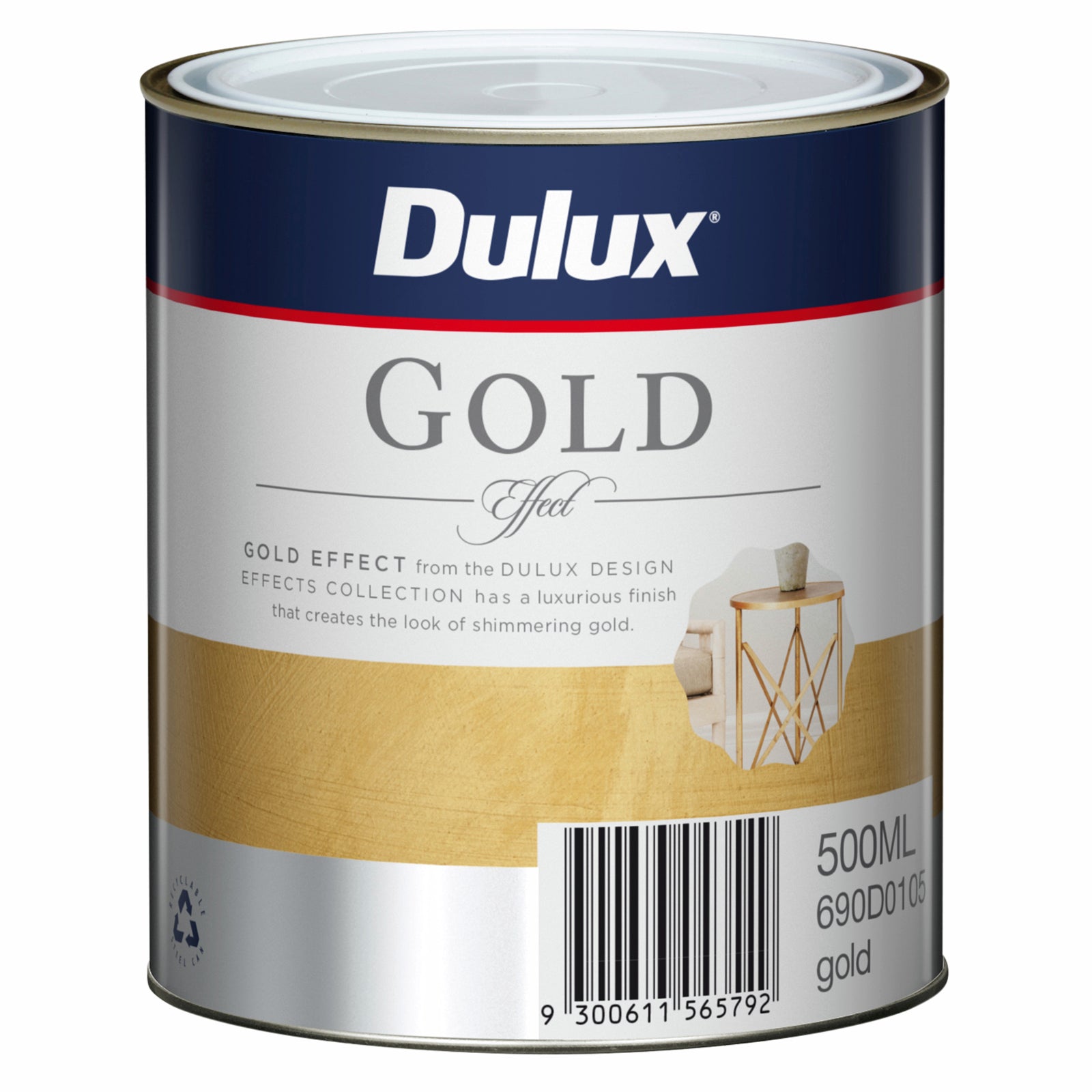 Dulux Design Gold Effect Paint 500ml, Tintable Water-Based Interior Exterior