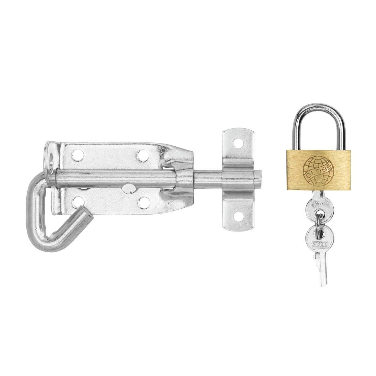 Pinnacle 100mm/30mm Zinc Plated Steel Padbolt and Lock Set
