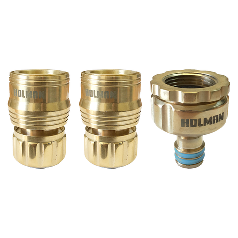 Holman 12mm Brass Snap-On Hose Connector Set Gold 8530H
