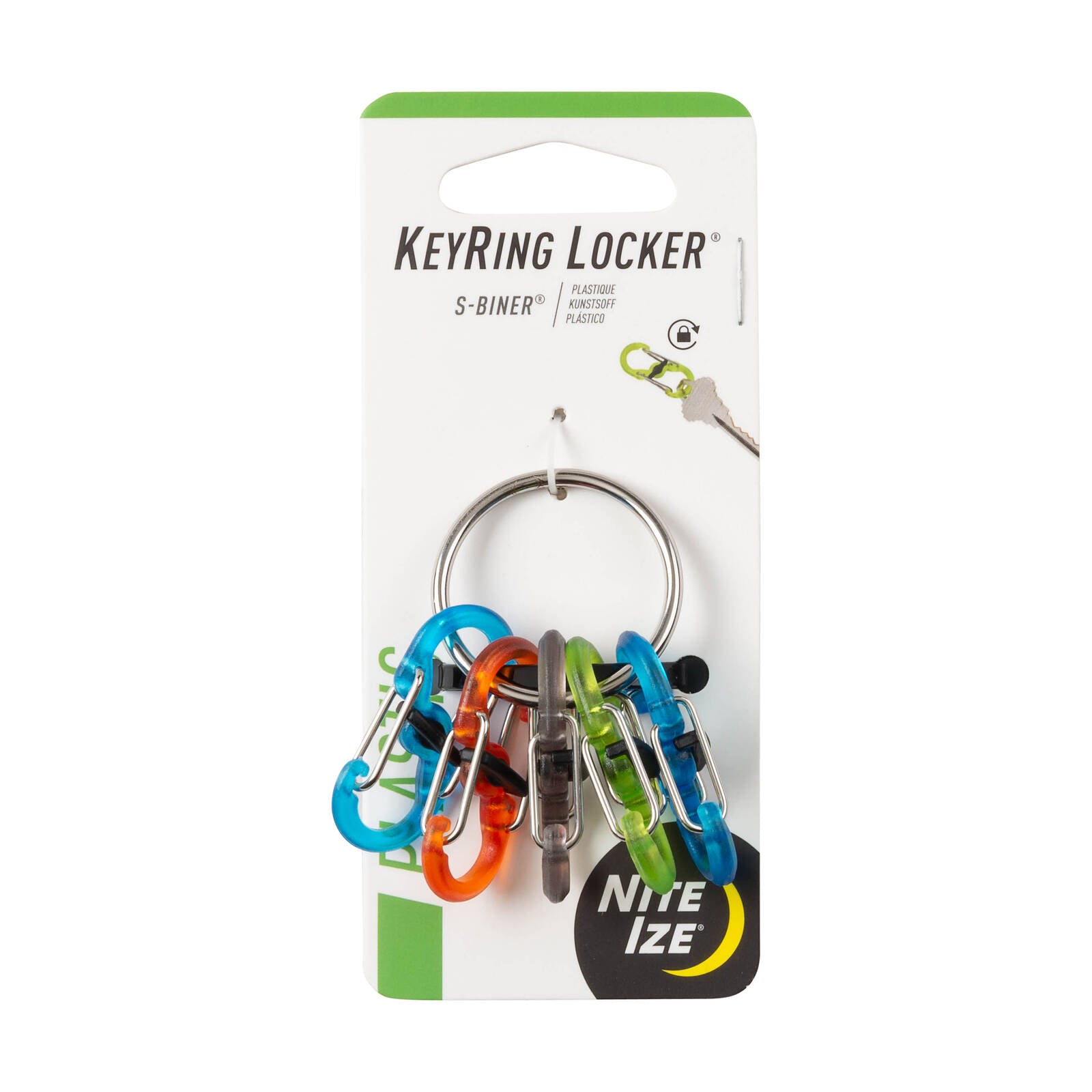 Nite Ize S-Biner Locker Key Ring, 62 x 42mm, Stainless Steel with MicroLocks