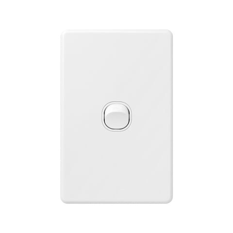 DETA X6 Single Vertical Switch 1 Gang Gloss White Polycarbonate 10A 240V