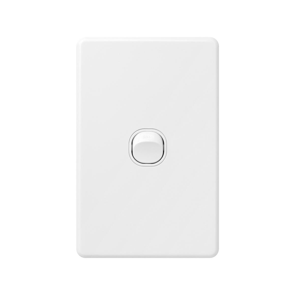 DETA X6 Single Vertical Switch 1 Gang Gloss White Polycarbonate 10A 240V