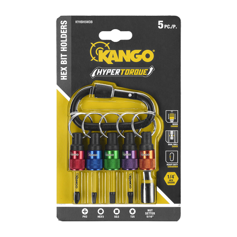 Kango Hypertorque Hex Bit Holders with Mixed Impact Driving Bits - 5 Piece Set