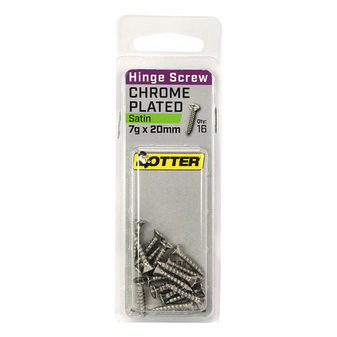 Otter 7 x 20mm Satin Chrome Hinge Screws Countersunk - 16 Pack