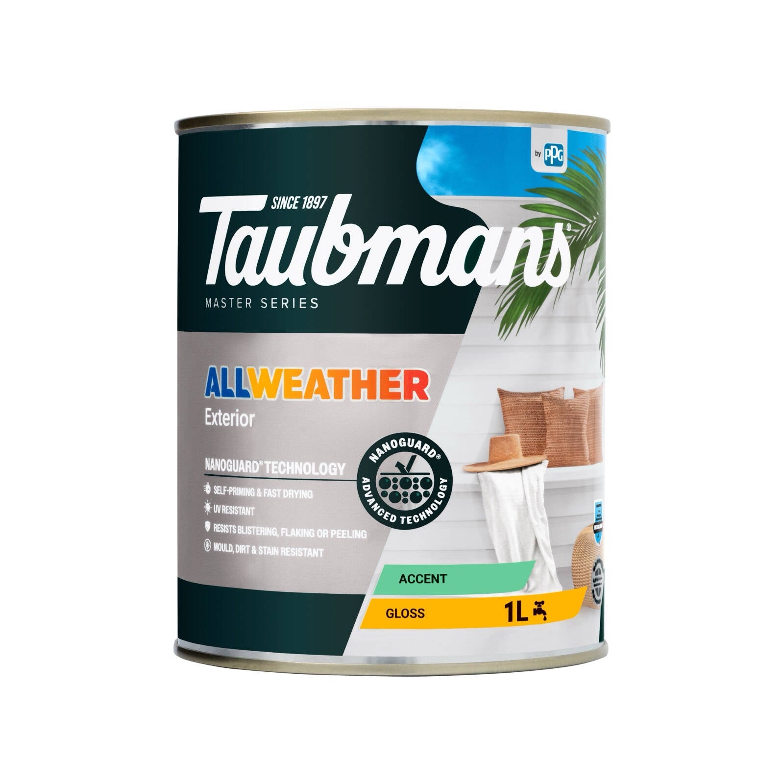 Taubmans 1L Accent Gloss All Weather Exterior Paint Water Based UV Resistant