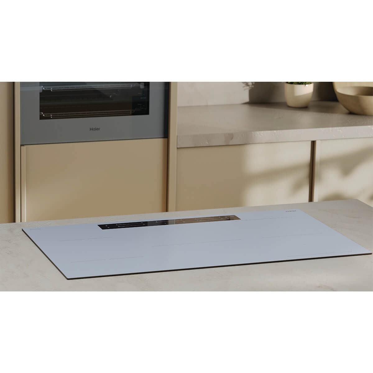 Haier 90cm 500 Series induction cooktop - five zones with Flexi Zone - grey glass - HCI905FTG4