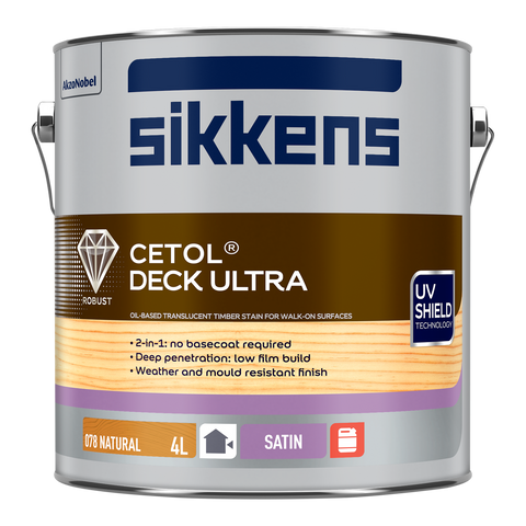 Sikkens 4L Natural Cetol Deck Ultra - Satin 2-in-1 Outdoor Decking Coating